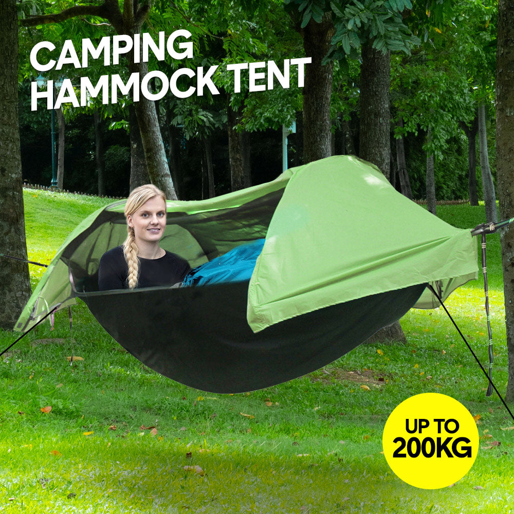 Hammocks & Accessories: Hammock Tent Outdoor Double Portable Multi-Functional Waterproof Hammock Parachute Camping Hanging Bed 270x140cm with Anti Mosquito Net and Storage Bag