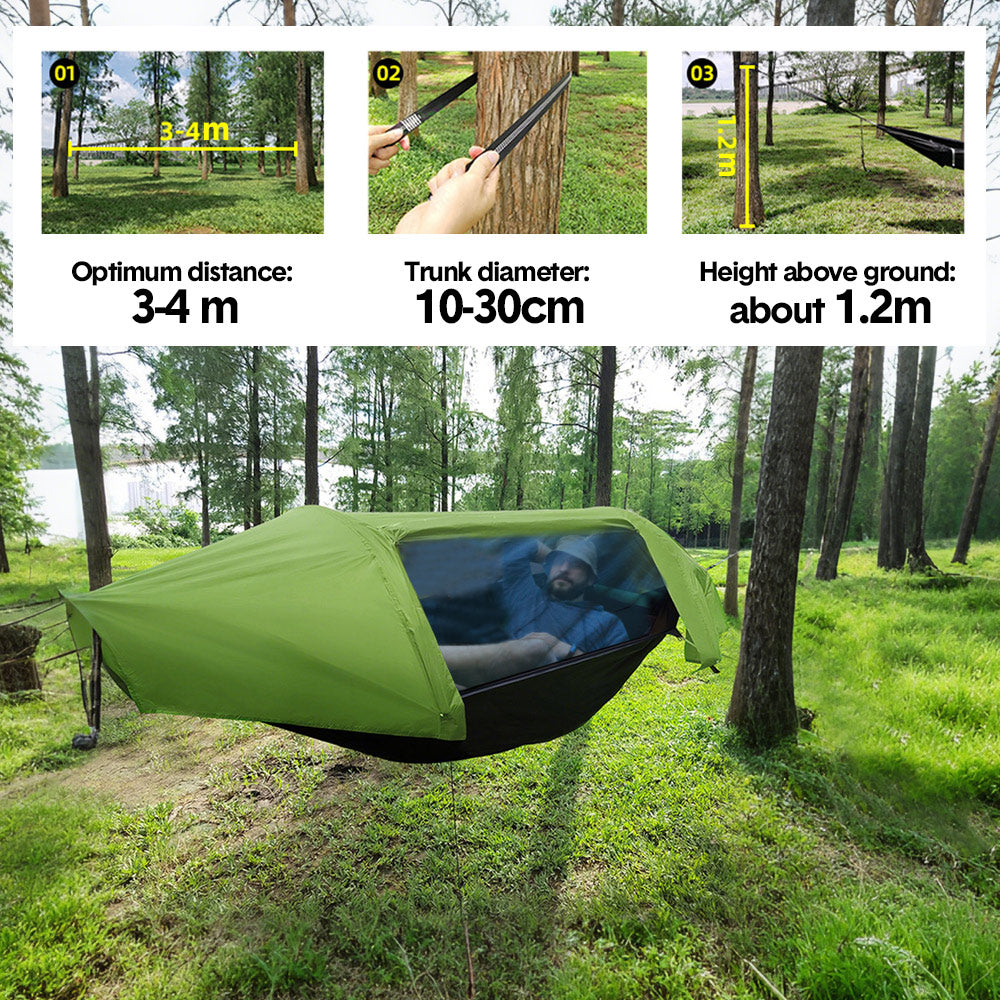 Hammocks & Accessories: Hammock Tent Outdoor Double Portable Multi-Functional Waterproof Hammock Parachute Camping Hanging Bed 270x140cm with Anti Mosquito Net and Storage Bag