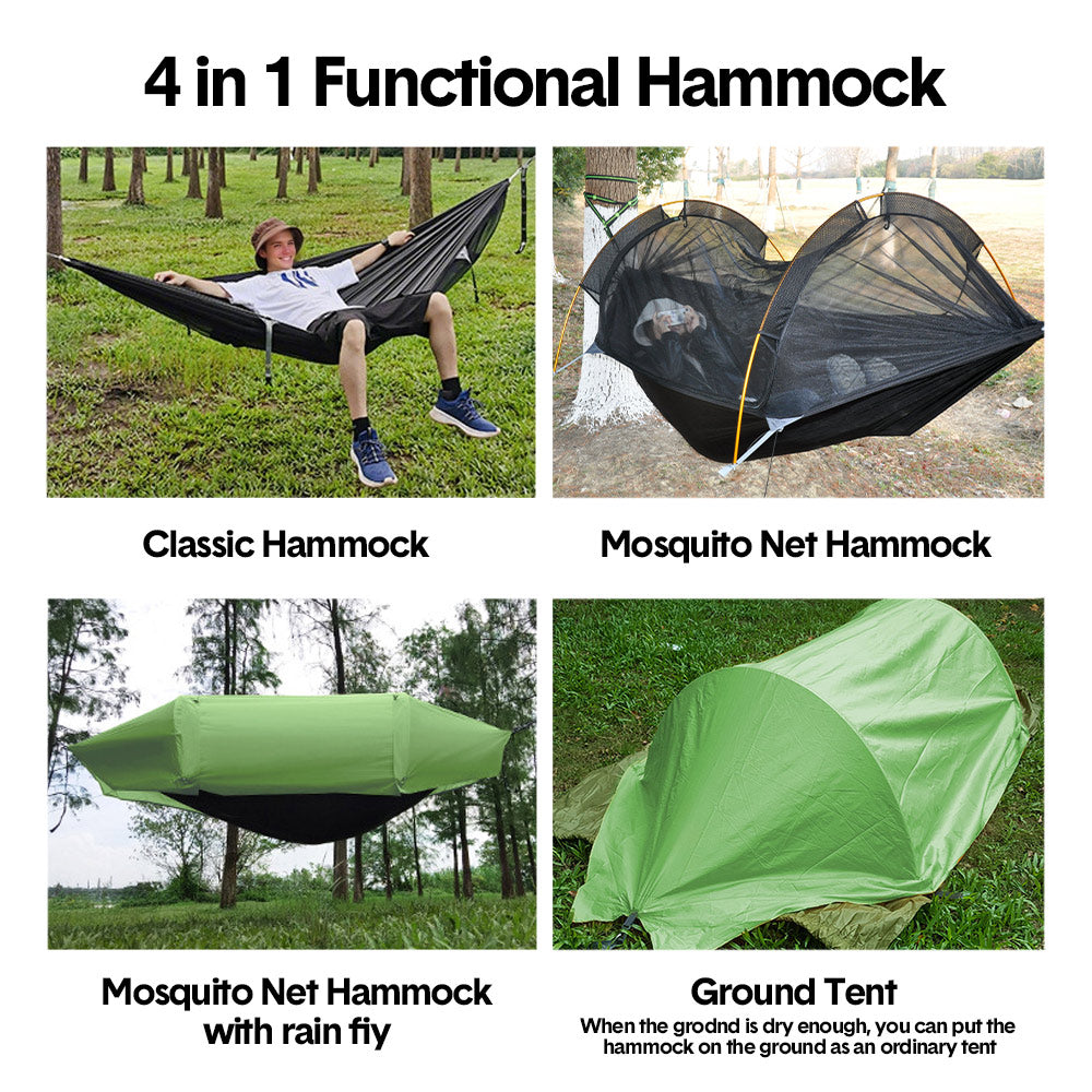 Hammocks & Accessories: Hammock Tent Outdoor Double Portable Multi-Functional Waterproof Hammock Parachute Camping Hanging Bed 270x140cm with Anti Mosquito Net and Storage Bag