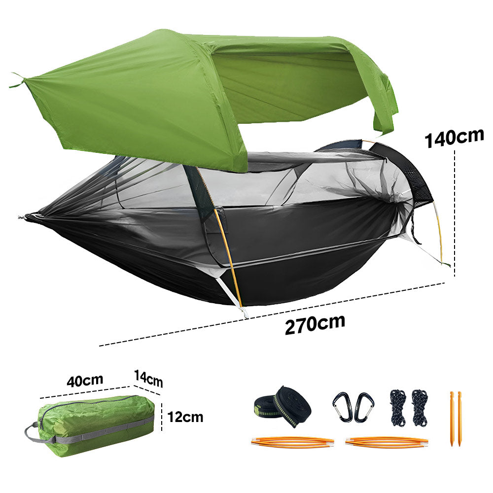 Hammocks & Accessories: Hammock Tent Outdoor Double Portable Multi-Functional Waterproof Hammock Parachute Camping Hanging Bed 270x140cm with Anti Mosquito Net and Storage Bag