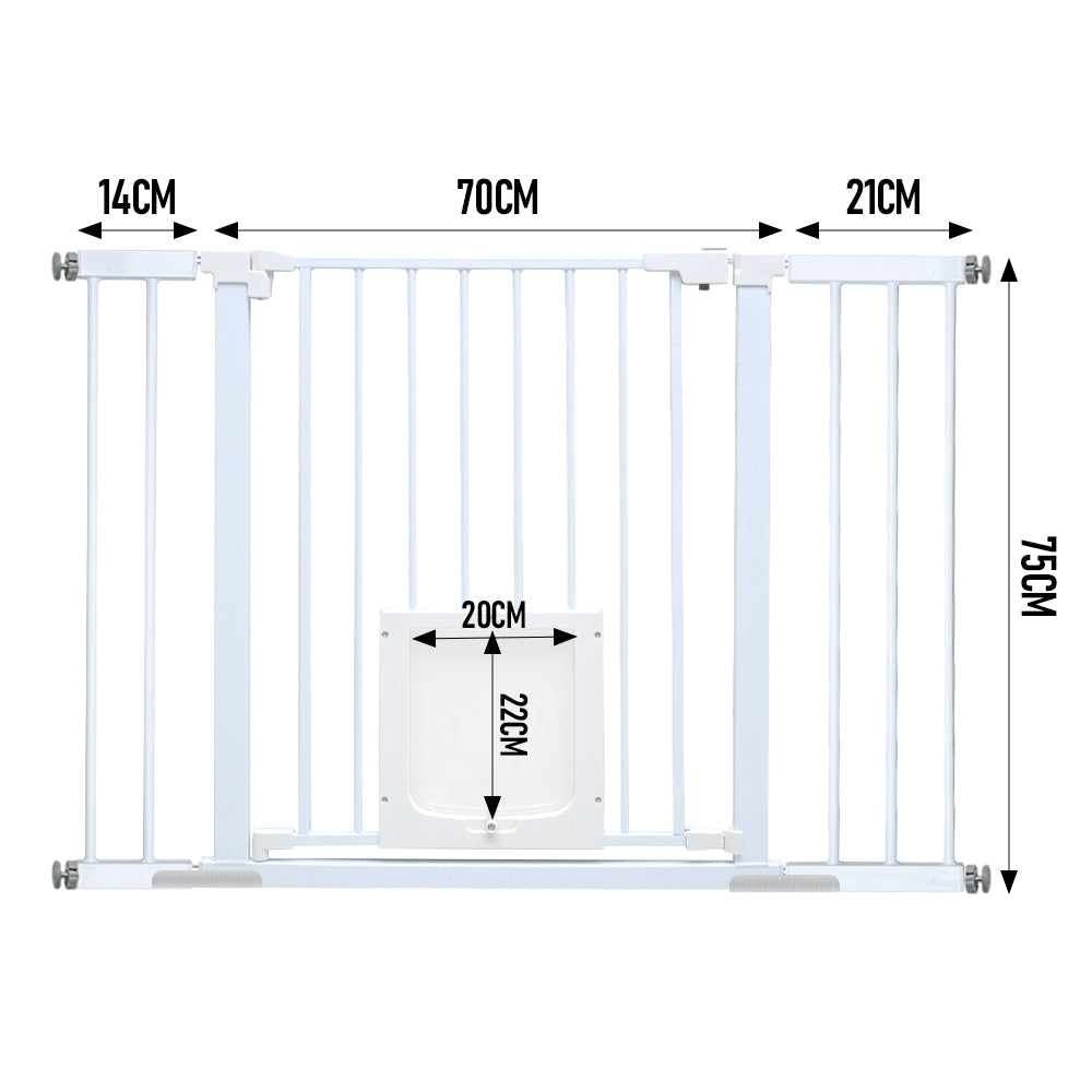 Safety Gates & Safety Accessories: Alston 76cm Tall Baby Pet Security Gate Safety Adjustable Width with Cat Door for House Doorways Stairs Guard Extension Part Width 12cm/24cm Wall Mount