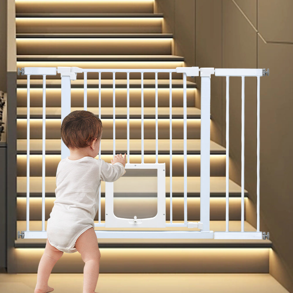 Safety Gates & Safety Accessories: Alston 76cm Tall Baby Pet Security Gate Safety Adjustable Width with Cat Door for House Doorways Stairs Guard Extension Part Width 12cm/24cm Wall Mount