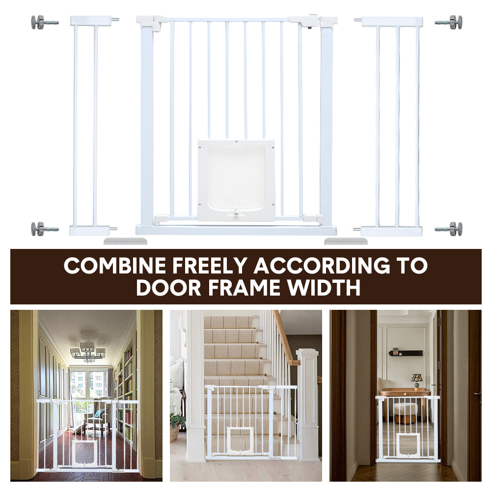Safety Gates & Safety Accessories: Alston 76cm Tall Baby Pet Security Gate Safety Adjustable Width with Cat Door for House Doorways Stairs Guard Extension Part Width 12cm/24cm Wall Mount