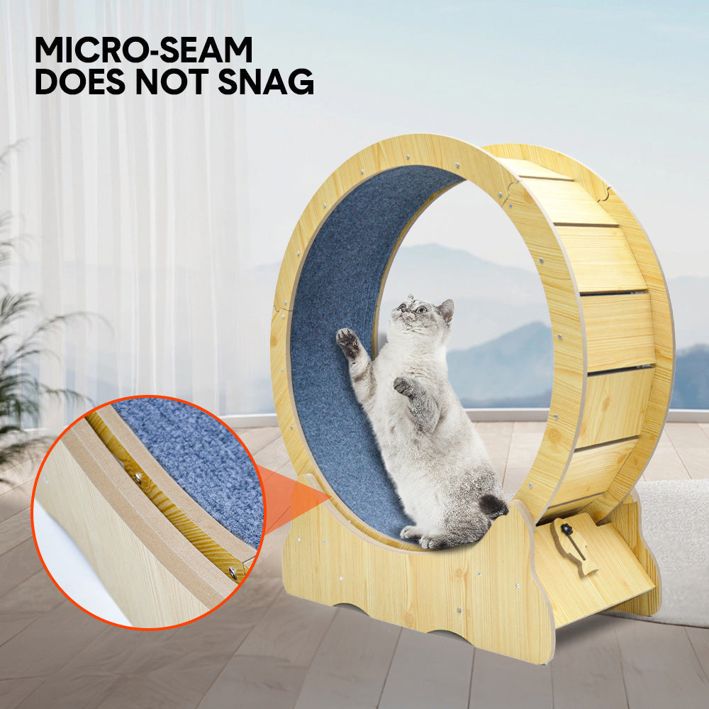 Cat Toys: Cat Running Wheel Cat Running Wheel Ultra-Quiet Treadmill Exerciser Scratcher with Anti-Slip Carpet Detachable Runway and Safety Latch Cat Sport Runner Toy