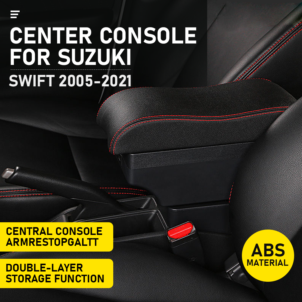 Automotive Repair & Speciality Tools: Suzuki Swift 2005-2021 Center Central Storage Car Console Seat Armrest Box Durable ABS Armrest Box Replacement Double Layer Black With USB Cable