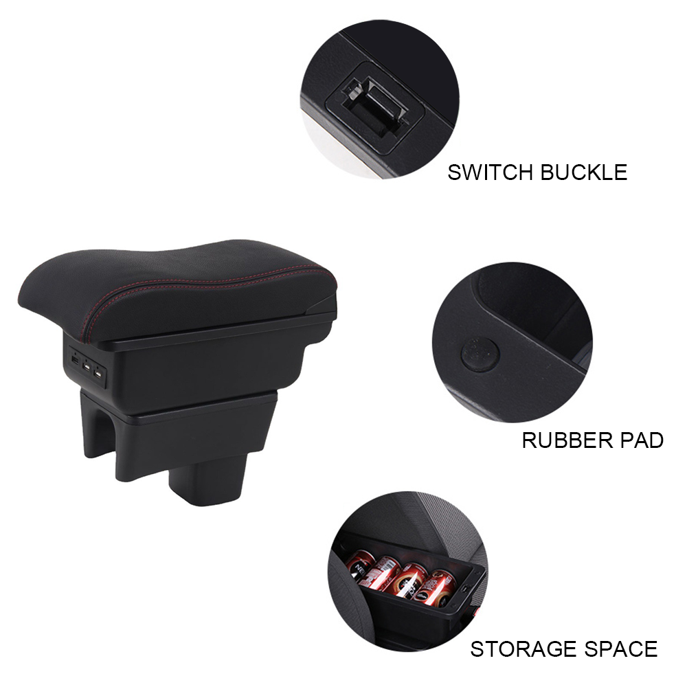 Automotive Repair & Speciality Tools: Suzuki Swift 2005-2021 Center Central Storage Car Console Seat Armrest Box Durable ABS Armrest Box Replacement Double Layer Black With USB Cable