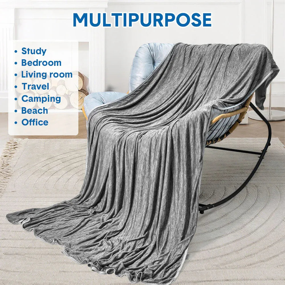 Summer Cooling Blanket90"x90" Lightweight Breathable Ice Cooling Throw Soft Cold Blankets for Bed Sofa or Couch Keeps Hot Sleepers Cool Large 229x228cm Grey