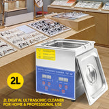 Jewellery Cleaners: 2L Ultrasonic Cleaner Lab-Grade Stainless Steel Ultrasonic Cleaning Machine Digital Heating Timer and Basket for Home and Commercial Jewellery Eyeglass