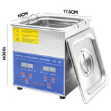 Jewellery Cleaners: 2L Ultrasonic Cleaner Lab-Grade Stainless Steel Ultrasonic Cleaning Machine Digital Heating Timer and Basket for Home and Commercial Jewellery Eyeglass