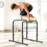 Gymnastics: Set of 2 Functional Fitness Dip Stands Station Height Adjustable Dip Bars Portable Parallettes Calisthenics Equipment Safety for Home Gym Strength Training
