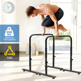 Gymnastics: Set of 2 Functional Fitness Dip Stands Station Height Adjustable Dip Bars Portable Parallettes Calisthenics Equipment Safety for Home Gym Strength Training