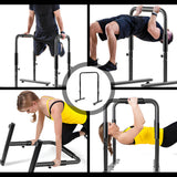 Gymnastics: Set of 2 Functional Fitness Dip Stands Station Height Adjustable Dip Bars Portable Parallettes Calisthenics Equipment Safety for Home Gym Strength Training