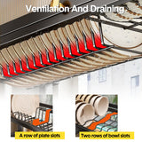 Kitchen & Dining Chairs: Over The Sink Dish Drying Rack Carbon Steel Dish Drainer Drying Rack 85cm Long Sink Caddy with Door and Multiple Utensils Holders Large Capacity