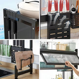 Kitchen & Dining Chairs: Over The Sink Dish Drying Rack Carbon Steel Dish Drainer Drying Rack 85cm Long Sink Caddy with Door and Multiple Utensils Holders Large Capacity