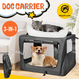 Foldable Dog Carrier Large Pet Travel Bag Portable and Breathable Car Travel Transport Kennel 72x52x52cm Load Up to 27kg with Steel Frame and Pocket Black
