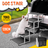 Dog Steps & Ramps: Folding Dog Stair Lightweight Aluminium Dog Ramp Adjustable Height 5 Steps Pet Ladder Loads up to 70Kg with Non-Slip Surface for Cars Trunk SUV Trucks