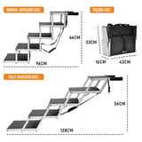 Dog Steps & Ramps: Folding Dog Stair Lightweight Aluminium Dog Ramp Adjustable Height 5 Steps Pet Ladder Loads up to 70Kg with Non-Slip Surface for Cars Trunk SUV Trucks