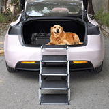 Dog Steps & Ramps: Folding Dog Stair Lightweight Aluminium Dog Ramp Adjustable Height 5 Steps Pet Ladder Loads up to 70Kg with Non-Slip Surface for Cars Trunk SUV Trucks