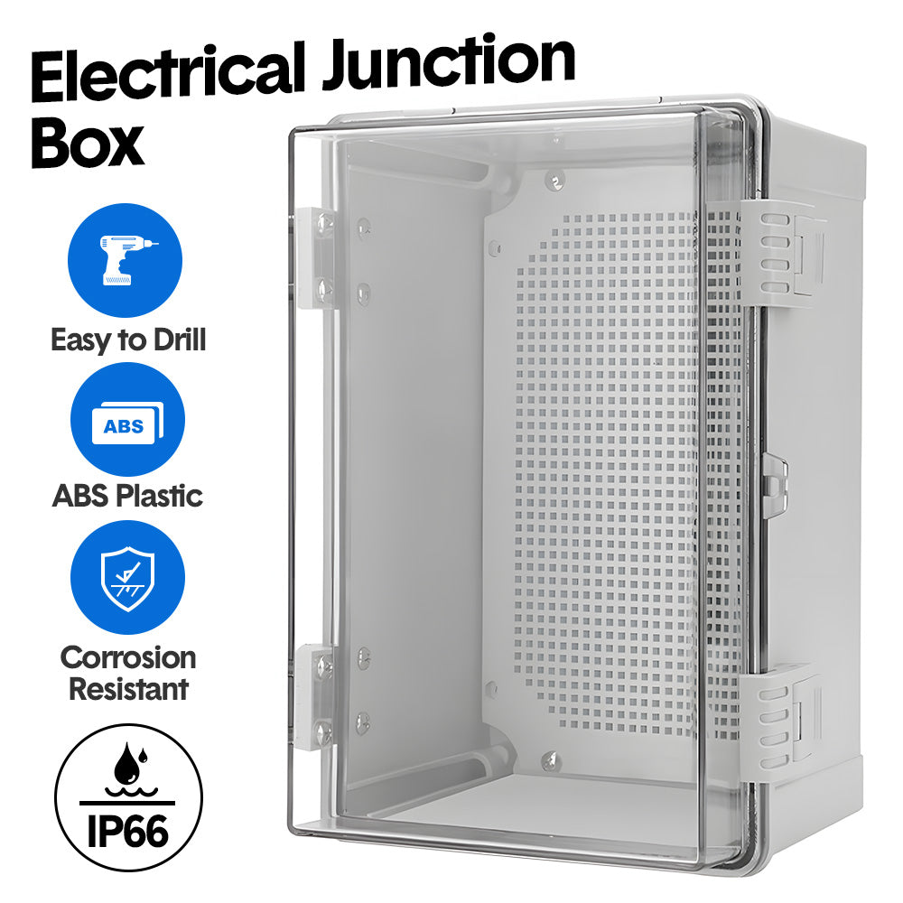 Automotive Repair & Speciality Tools: Electrical ABS Junction Box IP66 Waterproof Electrical Enclosure with Clear Hinged Cover and Mounting Plate for Electrical Project 30x20x17cm