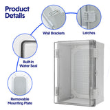 Automotive Repair & Speciality Tools: Electrical ABS Junction Box IP66 Waterproof Electrical Enclosure with Clear Hinged Cover and Mounting Plate for Electrical Project 30x20x17cm