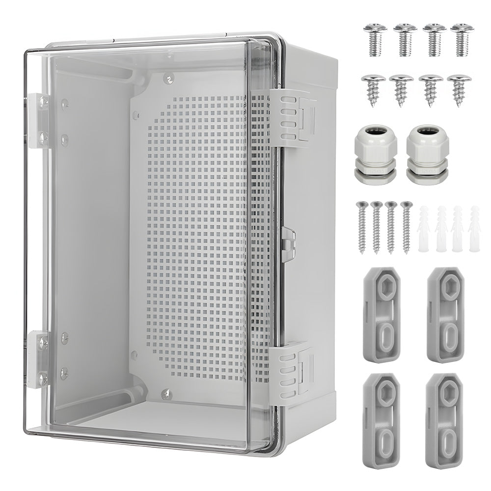 Automotive Repair & Speciality Tools: Electrical ABS Junction Box IP66 Waterproof Electrical Enclosure with Clear Hinged Cover and Mounting Plate for Electrical Project 30x20x17cm