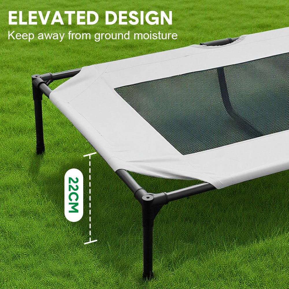Raised Dog Bed Large Elevated Pet Bed Scratch and Moisture Resistant Breathable Kennel with Non-Slip Feet Indoor Outdoor for All Seasons Max Load 100kg