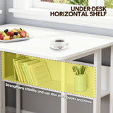 Desks: Compat Foldable Desk Rolling Study Desk Small Computer Desk with Wheels and Storage Shelf for Small Spaces Study Home Office Dorm Easy Assembly White