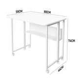 Desks: Compat Foldable Desk Rolling Study Desk Small Computer Desk with Wheels and Storage Shelf for Small Spaces Study Home Office Dorm Easy Assembly White