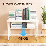Desks: Compat Foldable Desk Rolling Study Desk Small Computer Desk with Wheels and Storage Shelf for Small Spaces Study Home Office Dorm Easy Assembly White