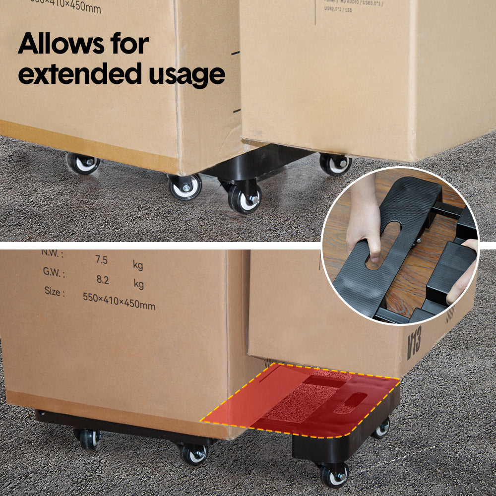 Utility Trolleys: 6-Wheel Folding Hand Truck Heavy Duty 227kg Capacity Collapsible Trolley with Elastic Strap Triple-Axle All-Terrain Design Moving RV Camping Warehouse
