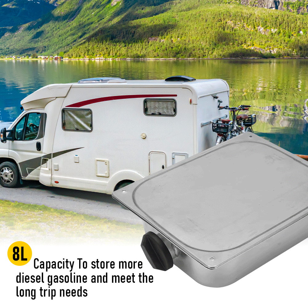 8L Petrol Fuel Tank Stainless Steel Diesel Fuel Tank Portable Diesel Container Backup Petrol Storage Tank For Truck Van External Fuel Tank