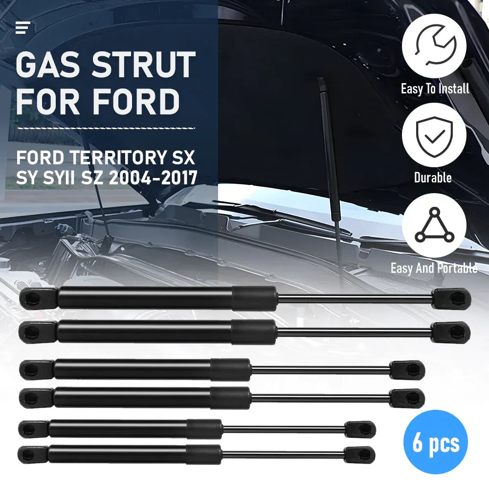 6pcs Premium Gas Struts Kit for Ford Territory SX SY 2004-2011 Bonnet Tailgate  Window Glass Direct Replacement Steel Anti-Rust Easy Install