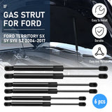 6pcs Premium Gas Struts Kit for Ford Territory SX SY 2004-2011 Bonnet Tailgate  Window Glass Direct Replacement Steel Anti-Rust Easy Install