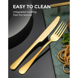 Cutlery: Gold Cutlery Set Kitchen Stainless Steel Fork Knife Spoon Flatware Cutlery Gift For Party Restaurant Dishwasher Safe 24pcs with Carry Box