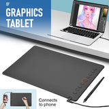 Pens & Pencils: Digital Graphics Tablet Drawing Pad 8192 Levels Large Working Area 285x180mm Compatible with Win/MacOS Support PC/Mobile for Drawing Designing Teaching