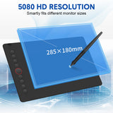 Pens & Pencils: Digital Graphics Tablet Drawing Pad 8192 Levels Large Working Area 285x180mm Compatible with Win/MacOS Support PC/Mobile for Drawing Designing Teaching
