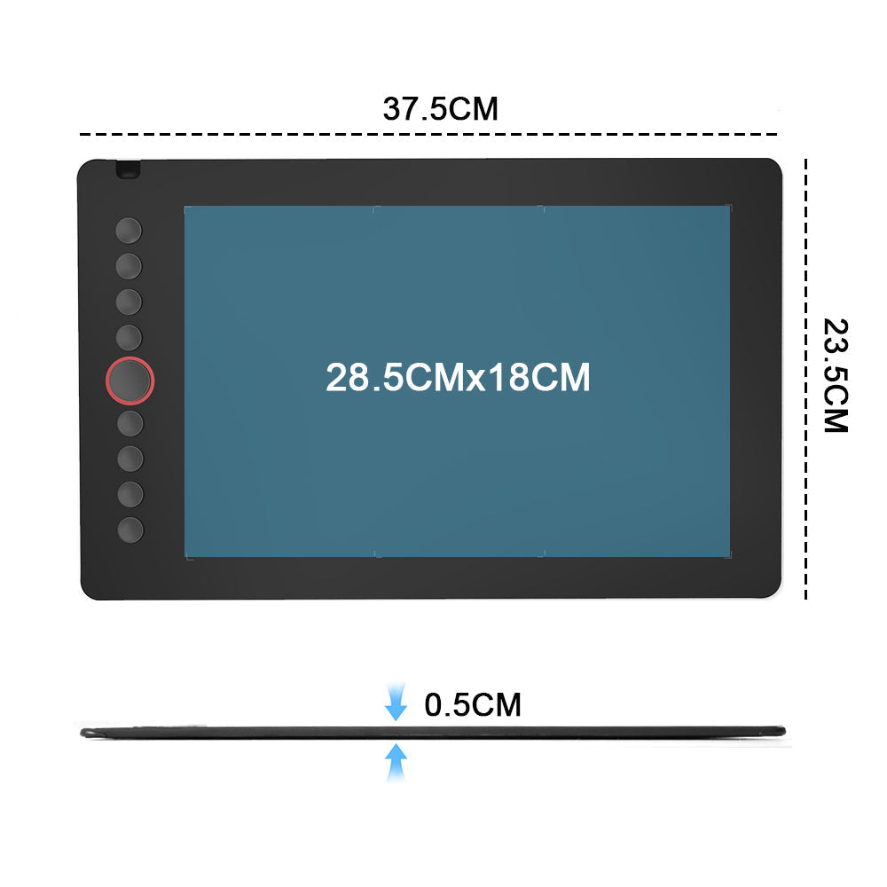 Pens & Pencils: Digital Graphics Tablet Drawing Pad 8192 Levels Large Working Area 285x180mm Compatible with Win/MacOS Support PC/Mobile for Drawing Designing Teaching