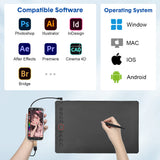Pens & Pencils: Digital Graphics Tablet Drawing Pad 8192 Levels Large Working Area 285x180mm Compatible with Win/MacOS Support PC/Mobile for Drawing Designing Teaching