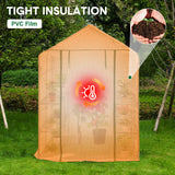 Greenhouses & Accessories: Greenhouse Walk-In Tunnel 3 Tier Planting Shelves 143x143x195cm Strong Stability with PE Cover Roll-up Zipper Door and Window for Outdoor Vegetable Plants