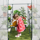 Greenhouses & Accessories: Greenhouse Walk-In Tunnel 3 Tier Planting Shelves 143x143x195cm Strong Stability with PE Cover Roll-up Zipper Door and Window for Outdoor Vegetable Plants