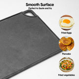 BBQ Tools: Reversible Cast Iron Griddle Rectangular BBQ Plate 43x24cm Double-Sided Flat Top Griddle Pan and Grooved Grill for Gas Stovetop Oven and Open Fire Black