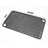 BBQ Tools: Reversible Cast Iron Griddle Rectangular BBQ Plate 43x24cm Double-Sided Flat Top Griddle Pan and Grooved Grill for Gas Stovetop Oven and Open Fire Black
