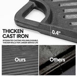 BBQ Tools: Reversible Cast Iron Griddle Rectangular BBQ Plate 43x24cm Double-Sided Flat Top Griddle Pan and Grooved Grill for Gas Stovetop Oven and Open Fire Black