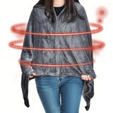 Blankets & Throws: Electric Heated Blanket Washable 10W Heated Soft Thermal Zipper Shawl Wraps USB Charging Winter Heating Wraps Pad with 3 Level Temperature Setting