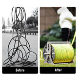 Bicycle Stands & Storage: Large Stainless Steel Garden Hose Reel Cart Portable Pipe Holder With Rainproof Sunscreen Protection Lid and Crank Handle
