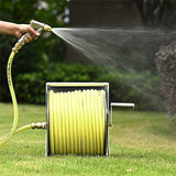 Bicycle Stands & Storage: Large Stainless Steel Garden Hose Reel Cart Portable Pipe Holder With Rainproof Sunscreen Protection Lid and Crank Handle
