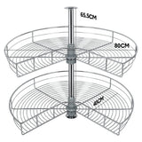 Shelf Rack for Spices 2-Shelf Under Sink Storage Blind Corner Carousel Kitchen Cabinet Organizer 81cm Diameter Rotating Max Load 14kg 270 Degree