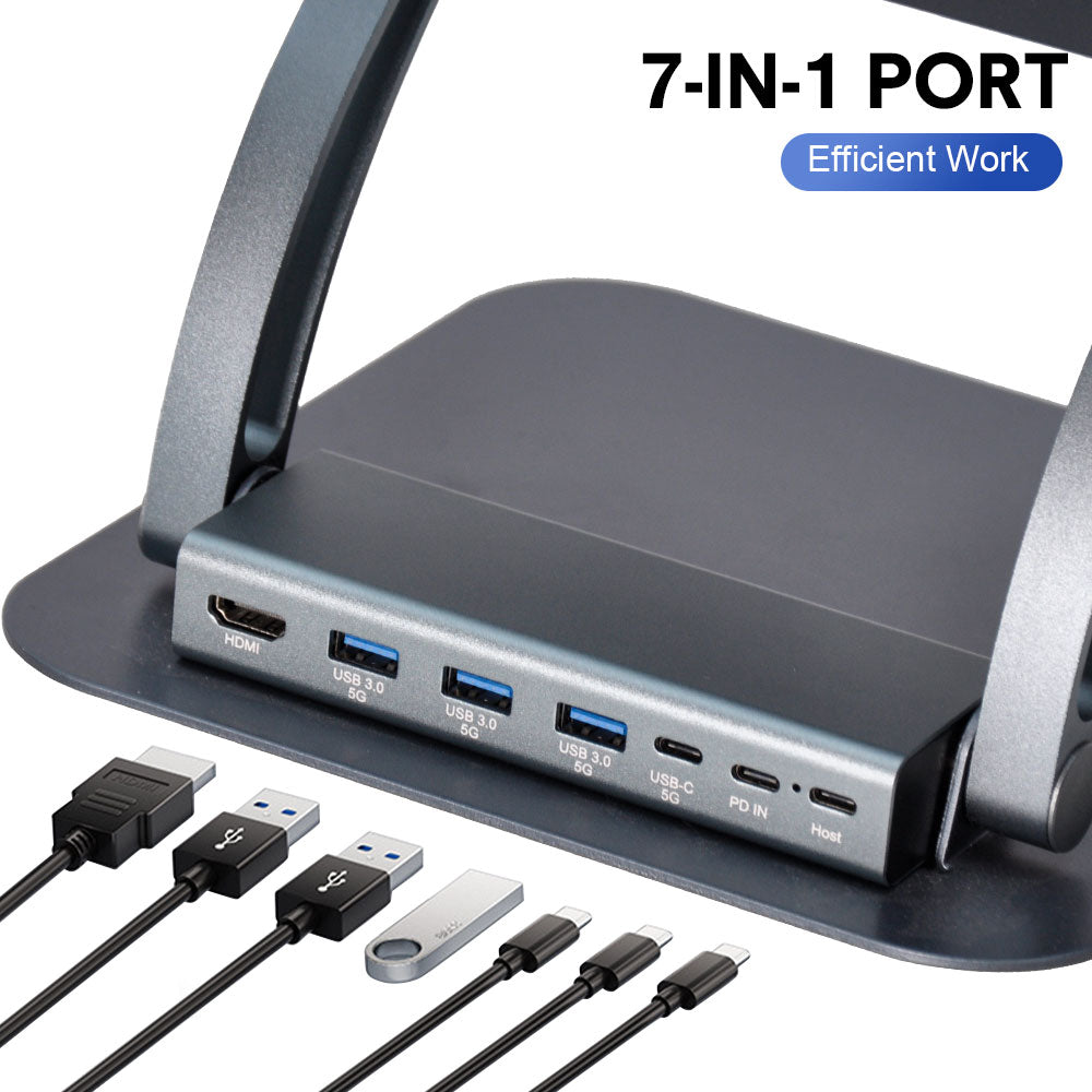 Laptop Stands: 7-in-1 Laptop Stand Docking Station Ergonomic Laptop Riser 360 Rotatable - PD Charging HDMI USB-C and USB-A 3.0 Ports for MacBook M1/M2/M3 HP ASUS DELL
