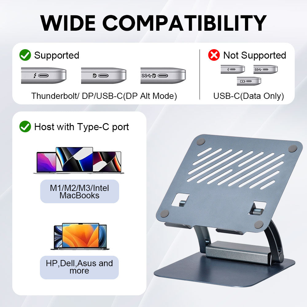Laptop Stands: 7-in-1 Laptop Stand Docking Station Ergonomic Laptop Riser 360 Rotatable - PD Charging HDMI USB-C and USB-A 3.0 Ports for MacBook M1/M2/M3 HP ASUS DELL