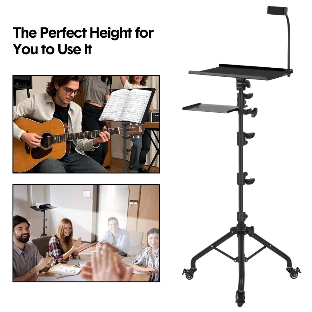 Camera Accessories: Mobile Laptop Tripod Stand 11-16 Inch on Wheels 82-170cm Height Adjustable Projector Stand Portable Stand with Gooseneck Phone Holder for Home Office